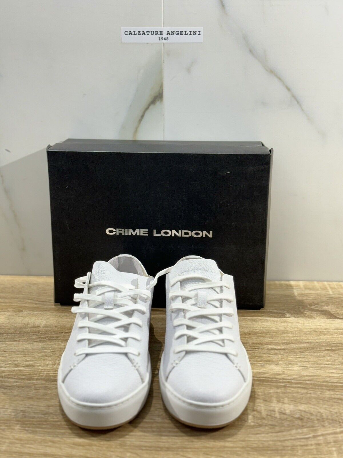 Crime London Sneaker Uomo Low Top Row   Pelle Bianca Casual Men Shoes 41