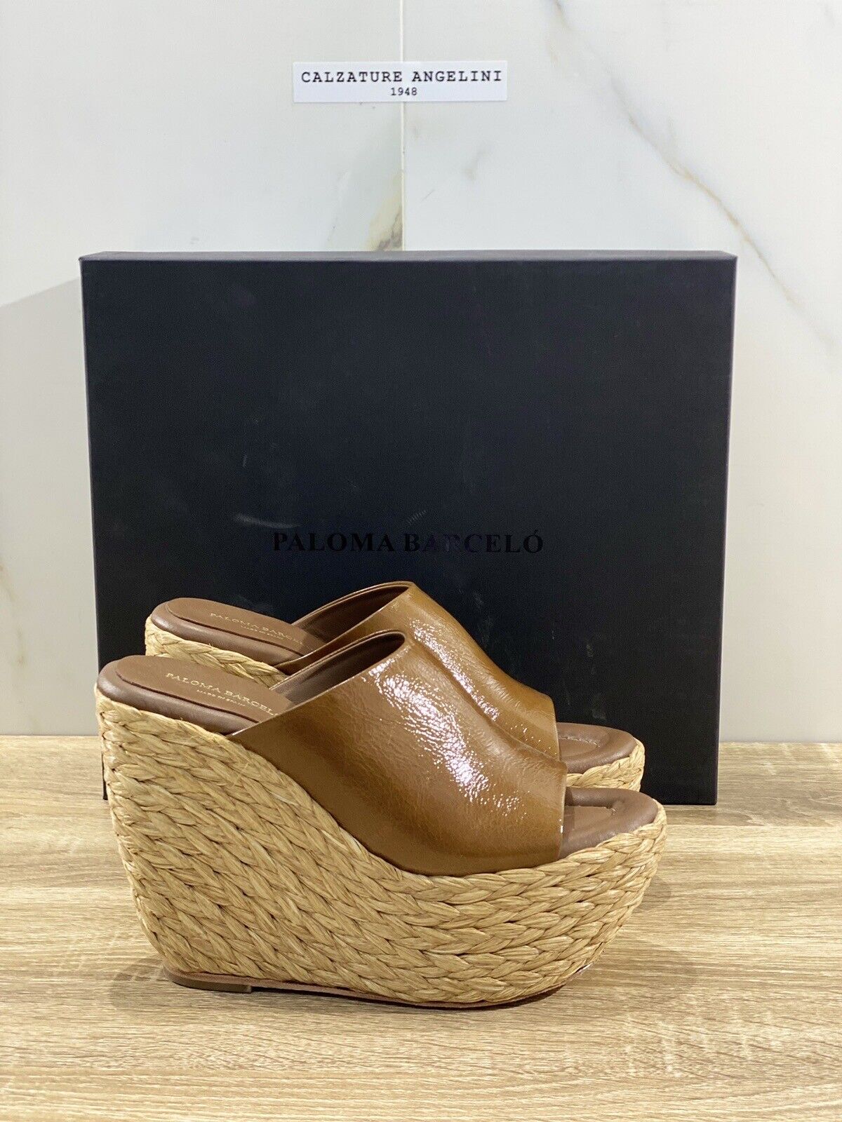 Paloma BARCELO’ Sandalo Donna Ritmo Zeppa Pelle Brown Luxury Shoes 36