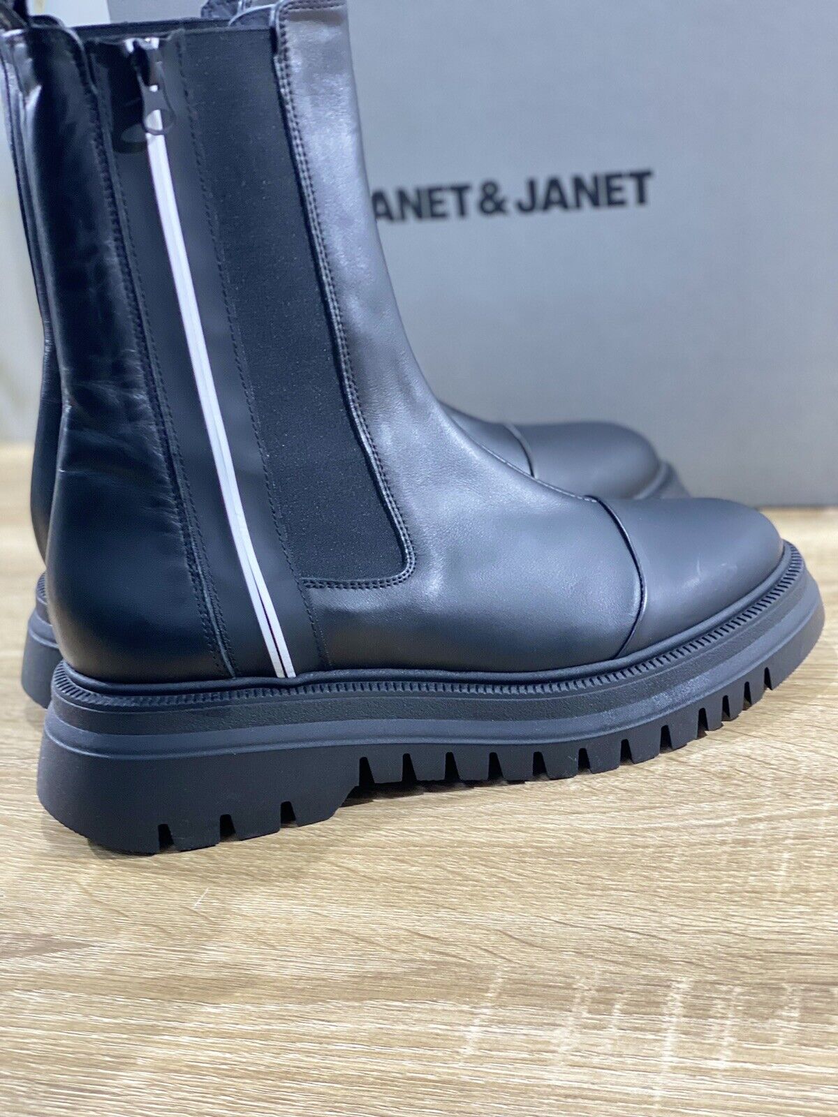 Janet & Janet Stivaletto Donna Combat Boot Pelle Nero Extra Light 40