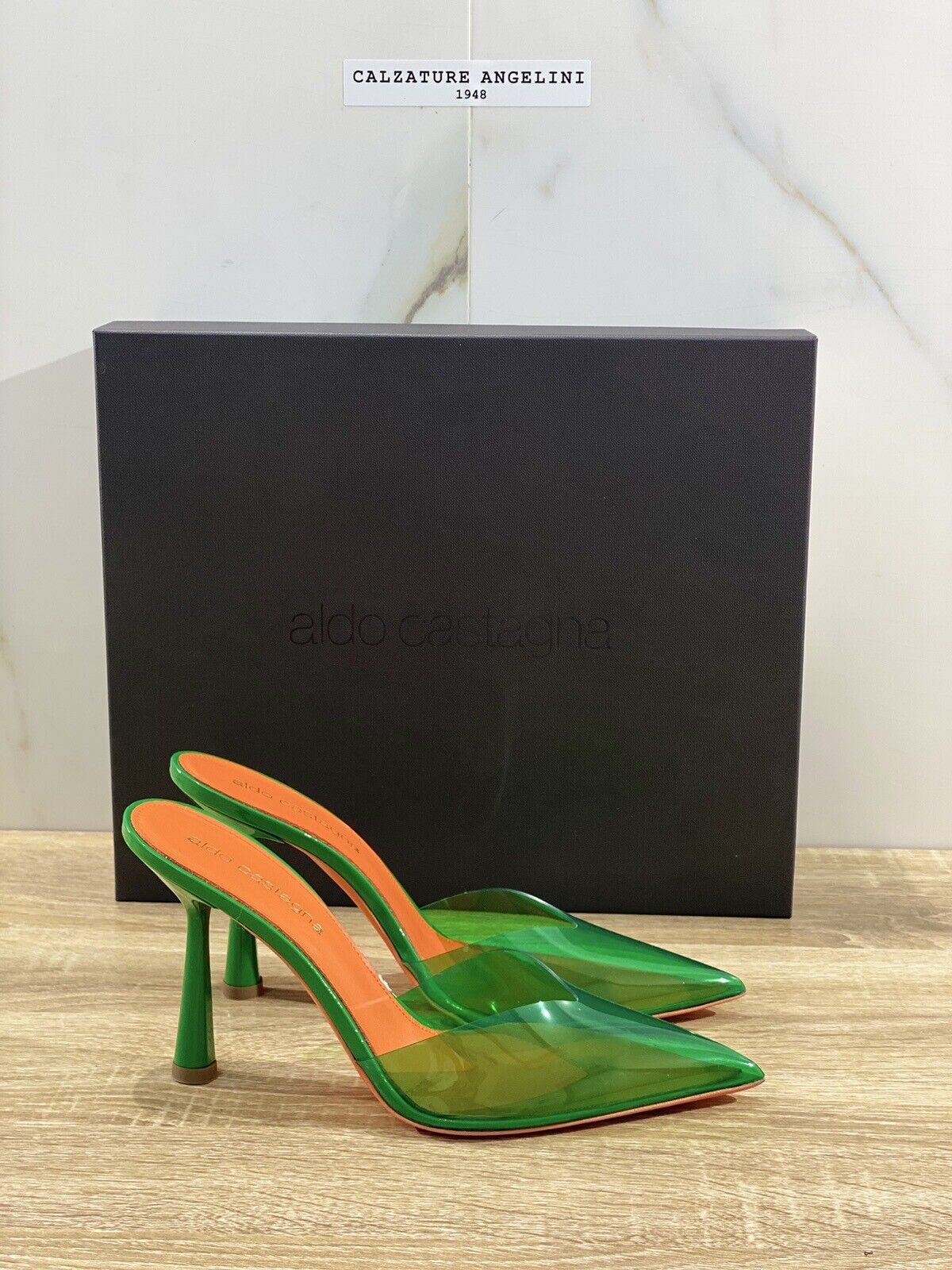 Aldo Castagna Mules Donna Plexy Verde Luxury Sandals 39