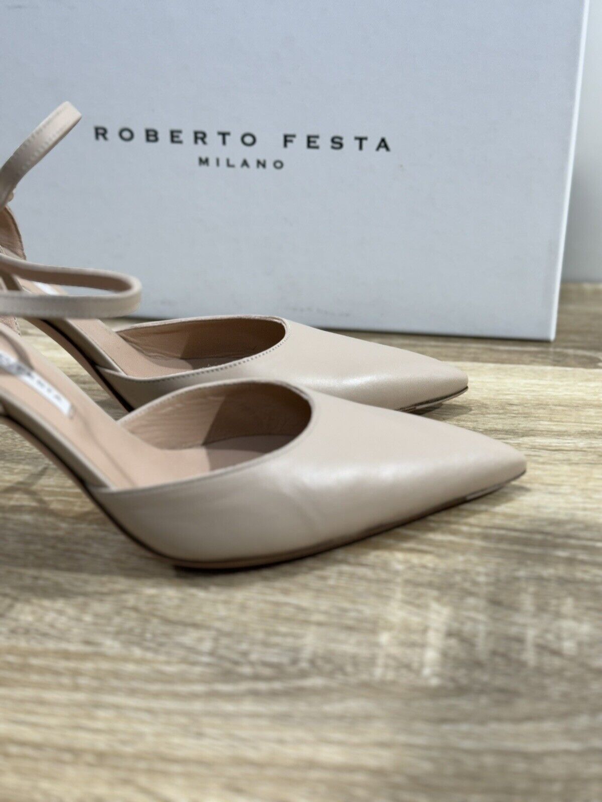 Roberto Festa Sandalo Donna Marte Pelle Beige Sling Back  Luxury Sandal 40