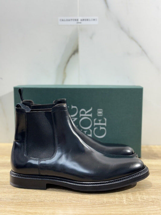 Green George Scarpa Uomo Chelsea Boot     Pelle Nero  Fondo Vibram 42