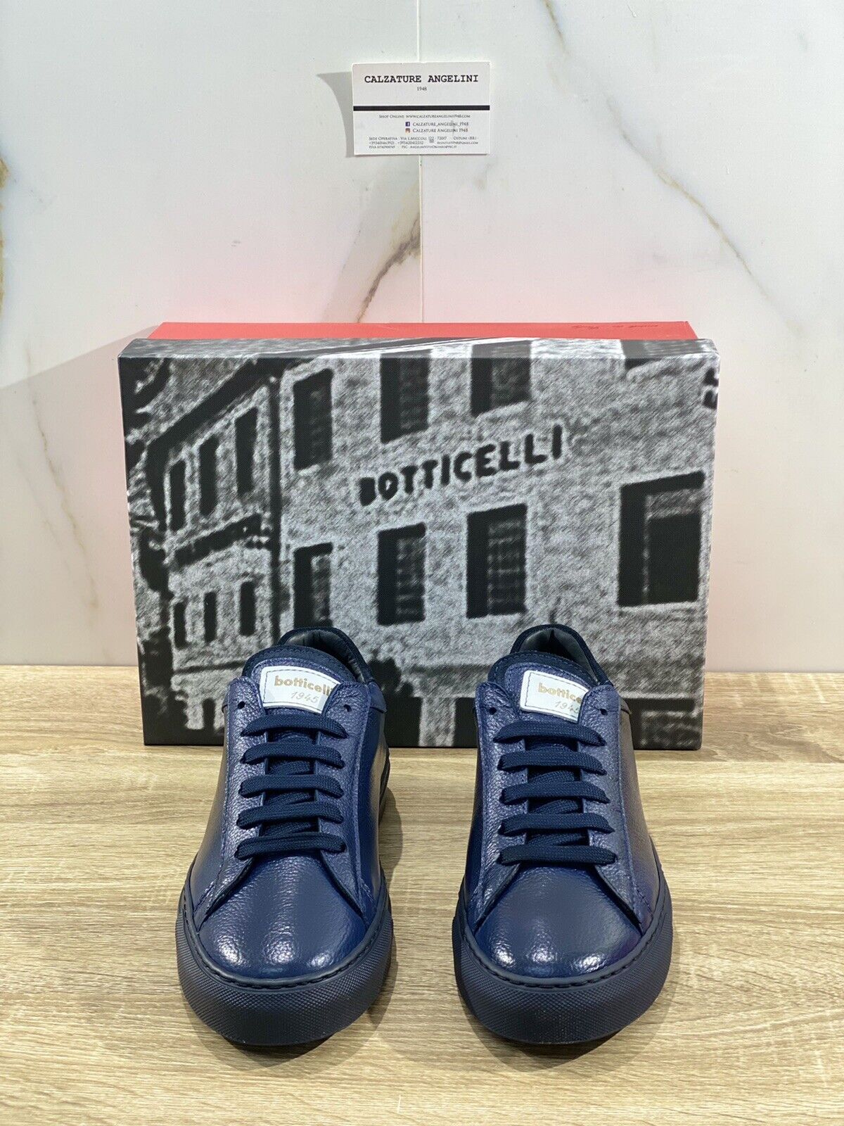 Botticelli Scarpa Uomo Icon Sneaker In Pelle Blu Luxury Made In Italy 40