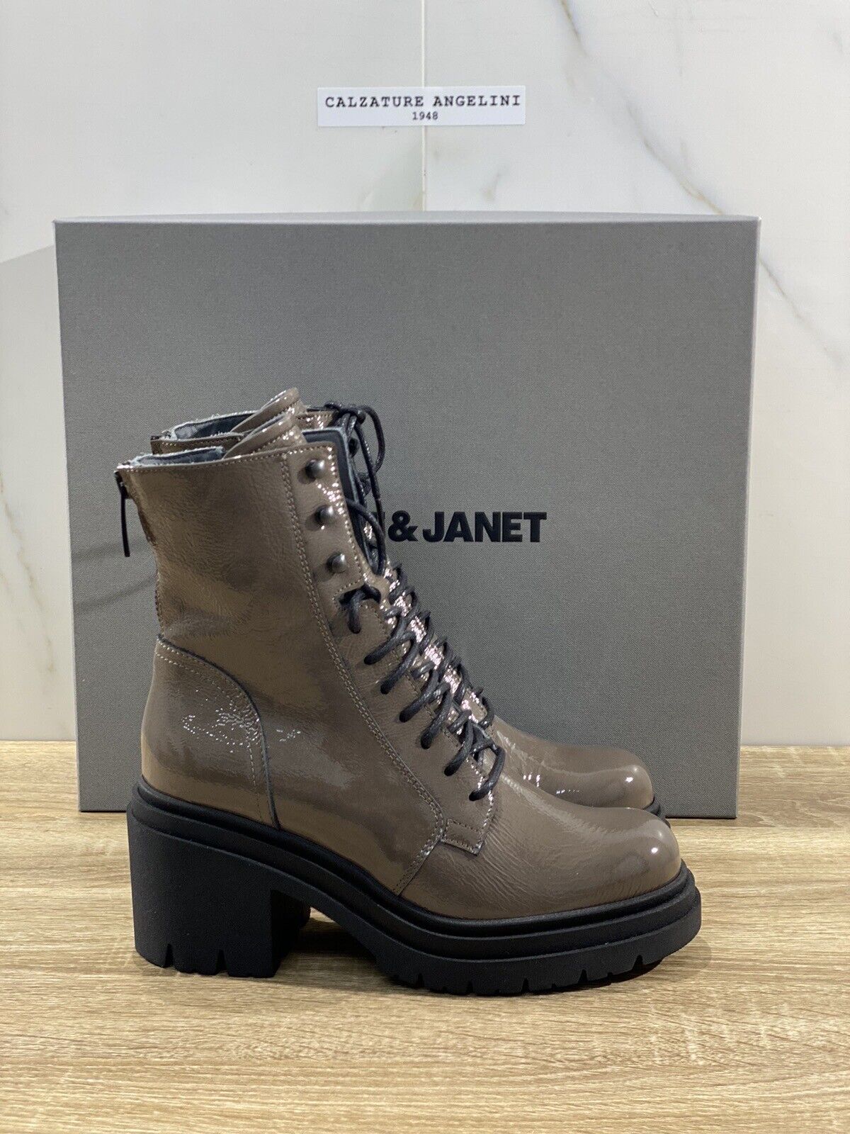 Janet & Janet Tronchetto Donna Flora Pelle Fango Casual Boot Donna 36