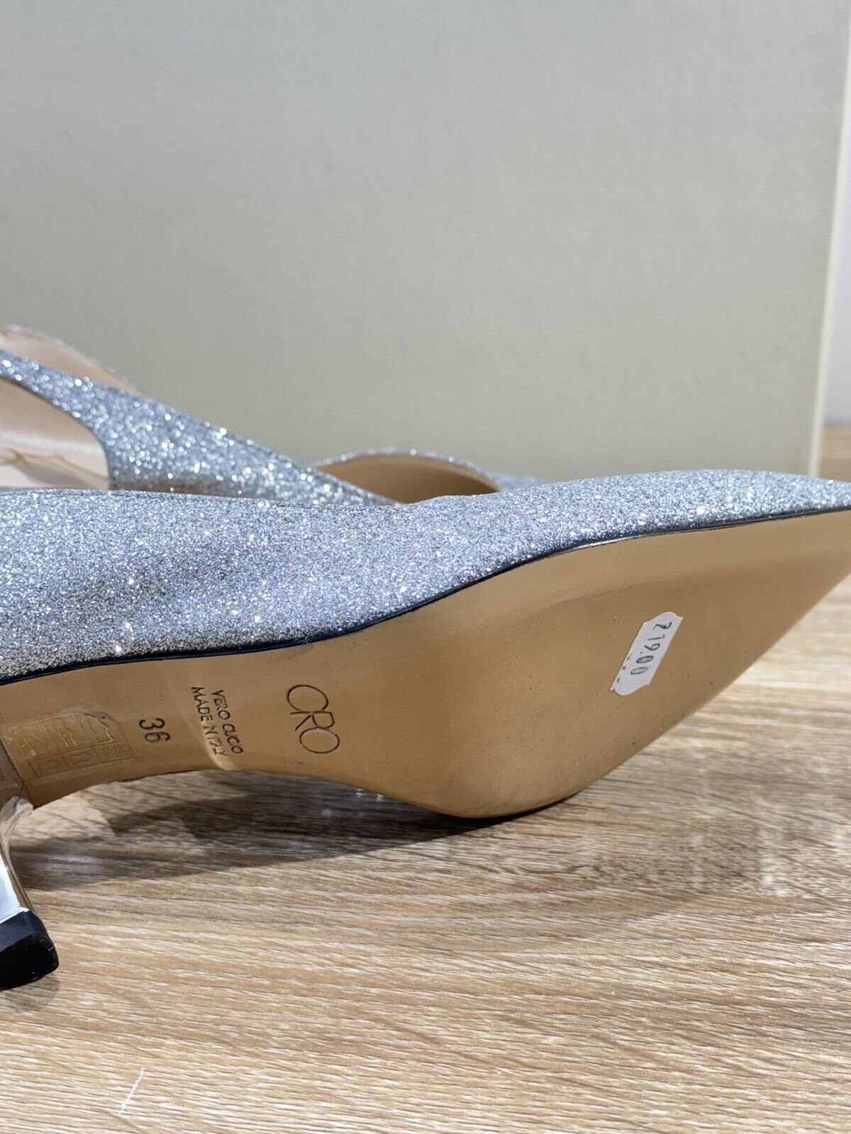 Oro Milano Sling Back  Donna Glitter Argento  Luxury Sandal Woman 36