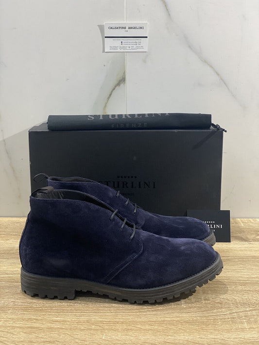 Sturlini firenze polacchino uomo 12003 in suede blu luxury boot men 40.5