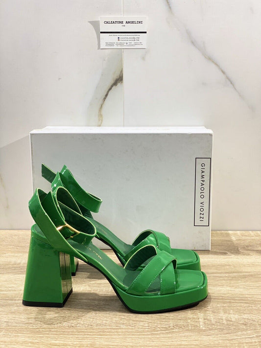 Giampaolo viozzi sandalo donna 3305 vernice verde luxury sandal 36