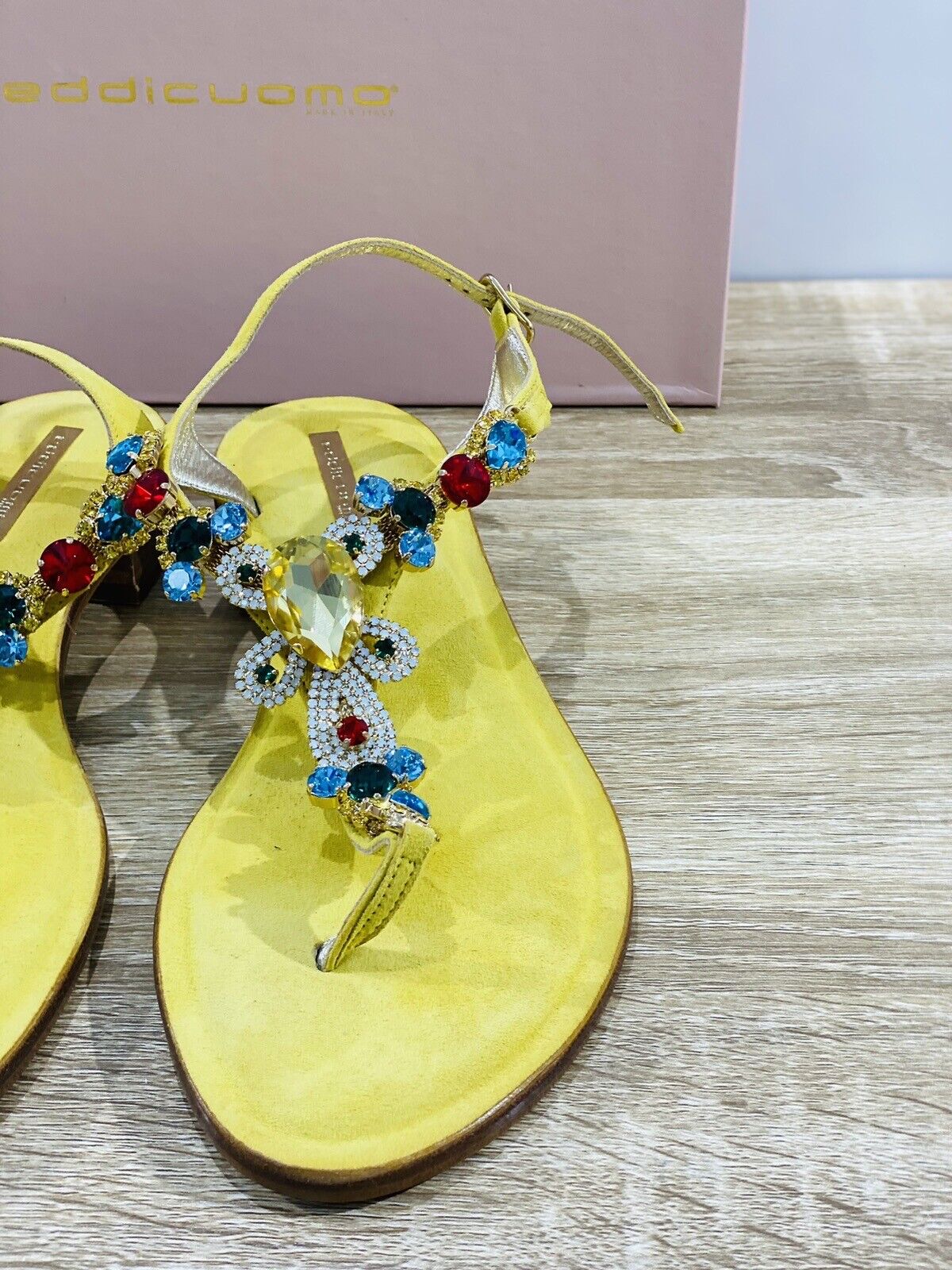 Eddi Cuomo Luxury Sandals Donna Giallo Fatti A Mano Totally Handmade 36
