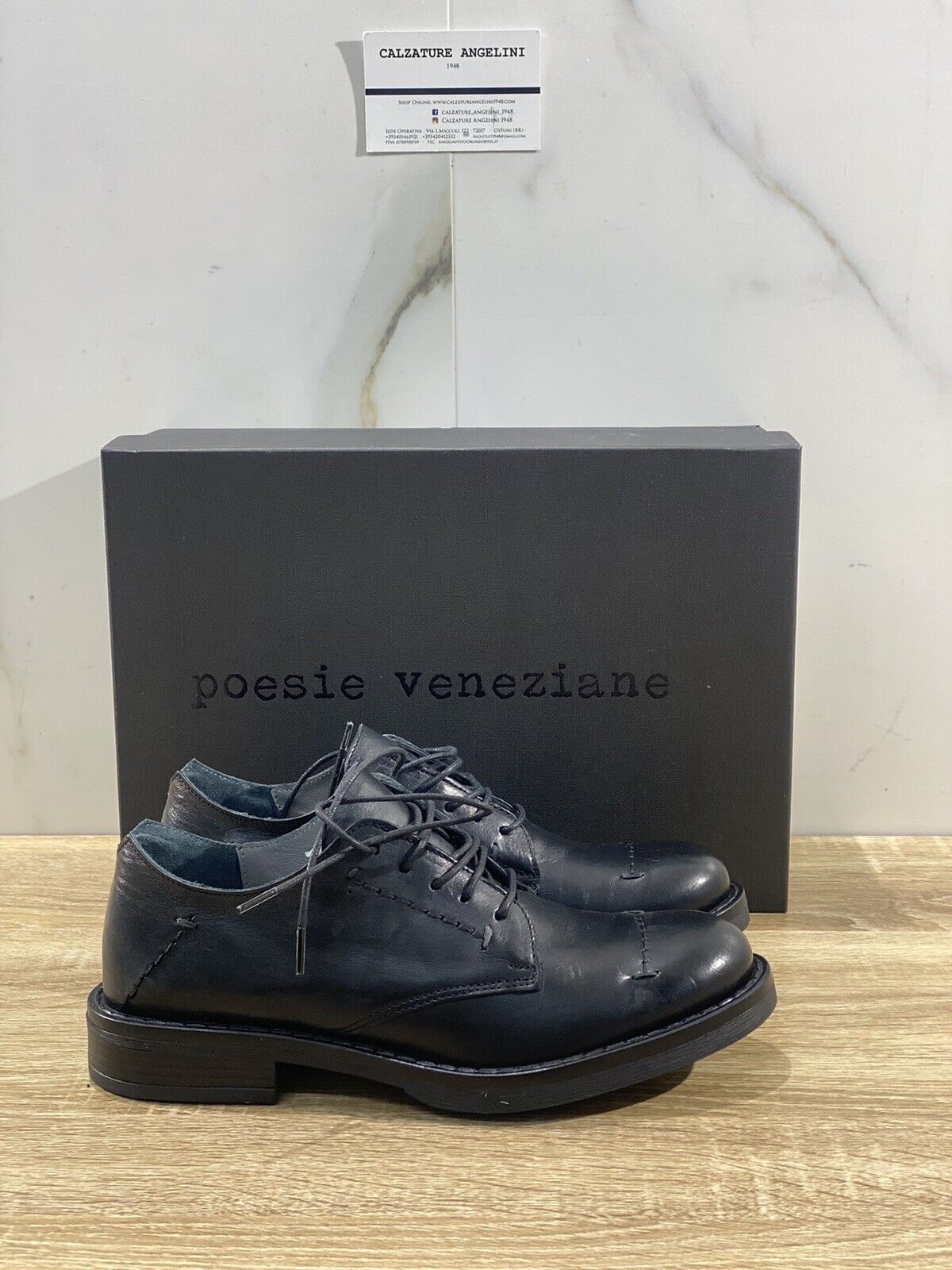 Poesie Veneziane Stringata Donna JAH53 In Pelle Nera Casual Style 36