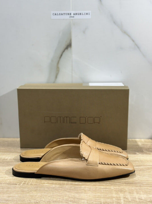 Pomme D’or Mules Donna Pelle Sand   Luxury Handmade Woman Pomme D’or 40