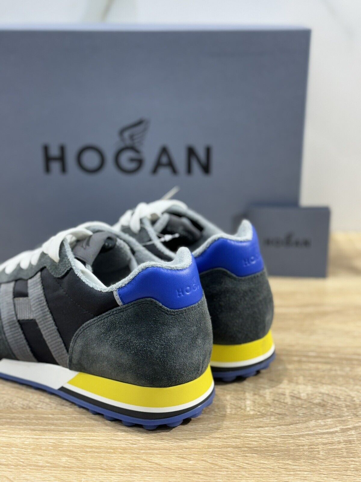 Hogan H383 sneaker uomo retro running Blu   hogan luxury men shoes 40