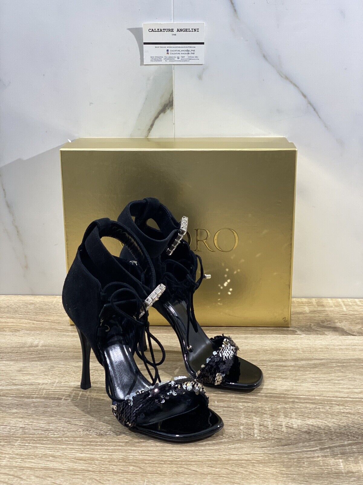 Ororo Sandalo donna 1036.1 suede e paiettes nero luxury sandal 36