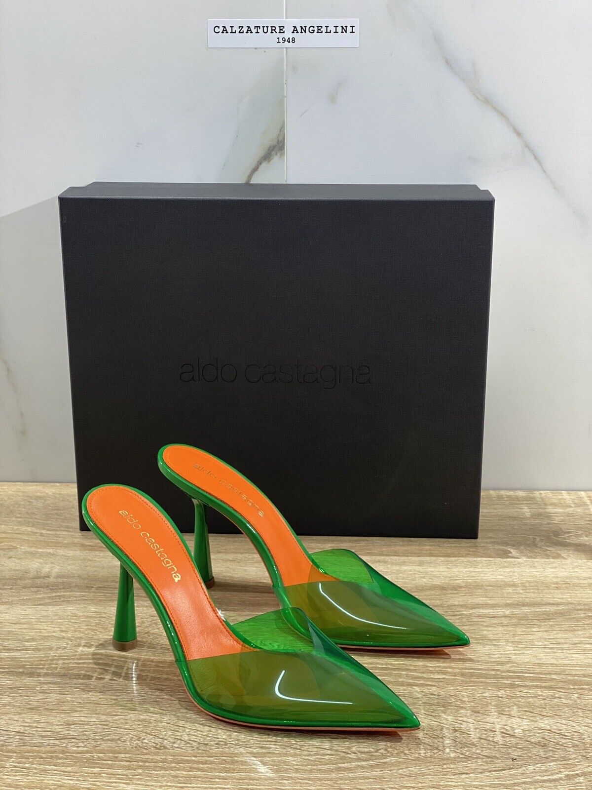 Aldo Castagna Mules Donna Plexy Verde Luxury Sandals 38