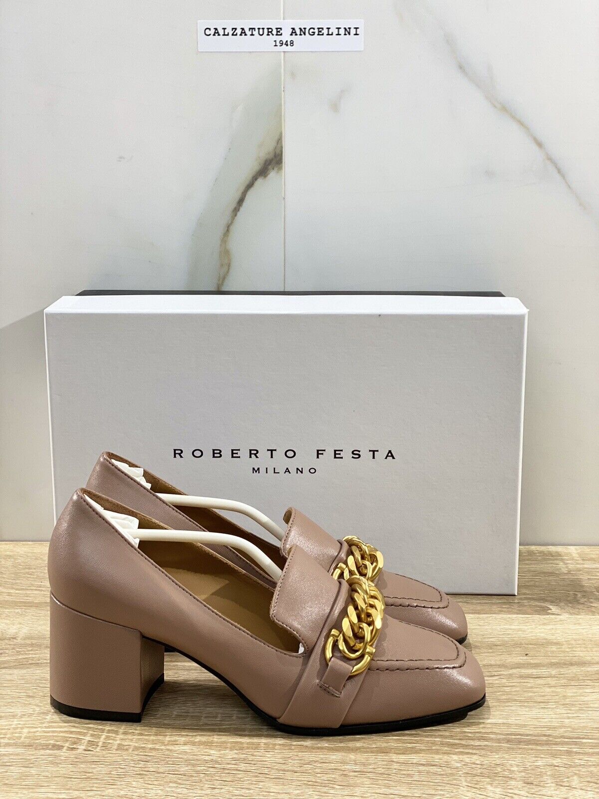 Roberto Festa Mocassino donna modello anice pelle skin tacco 36