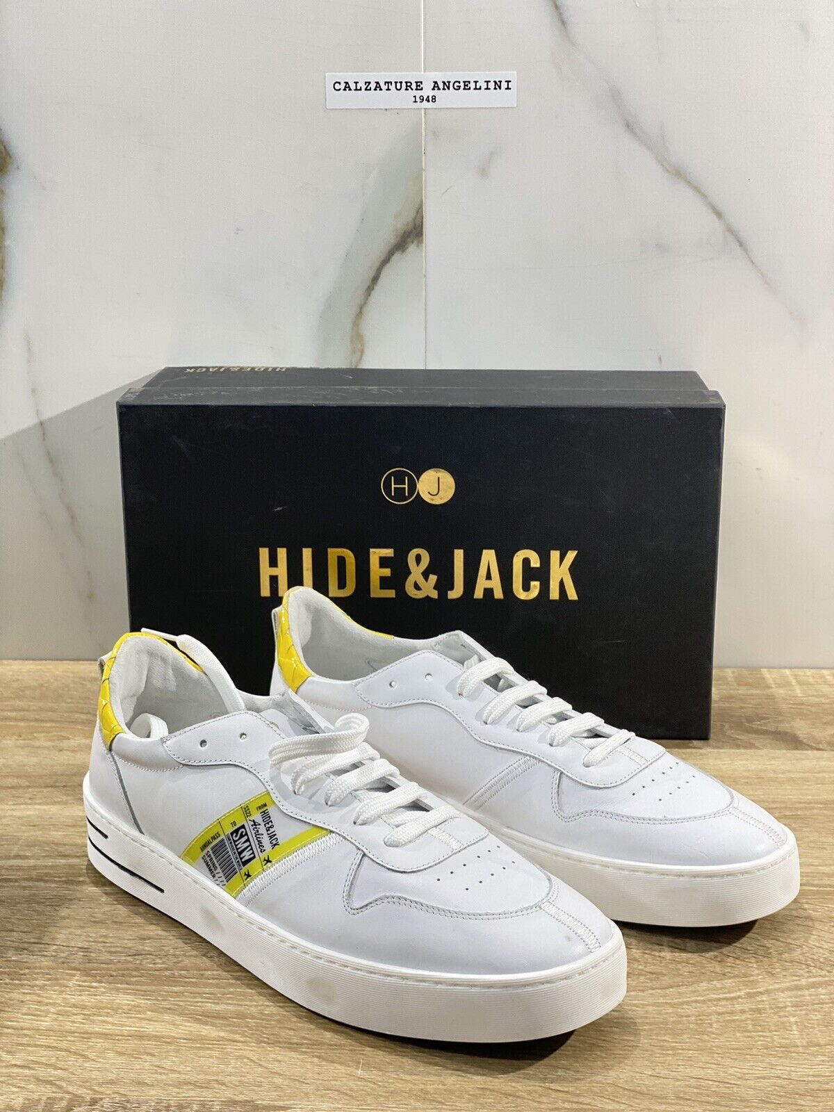 Hide & Jack Sneakers Uomo Pelle Bianca Fully Made In Italy 45
