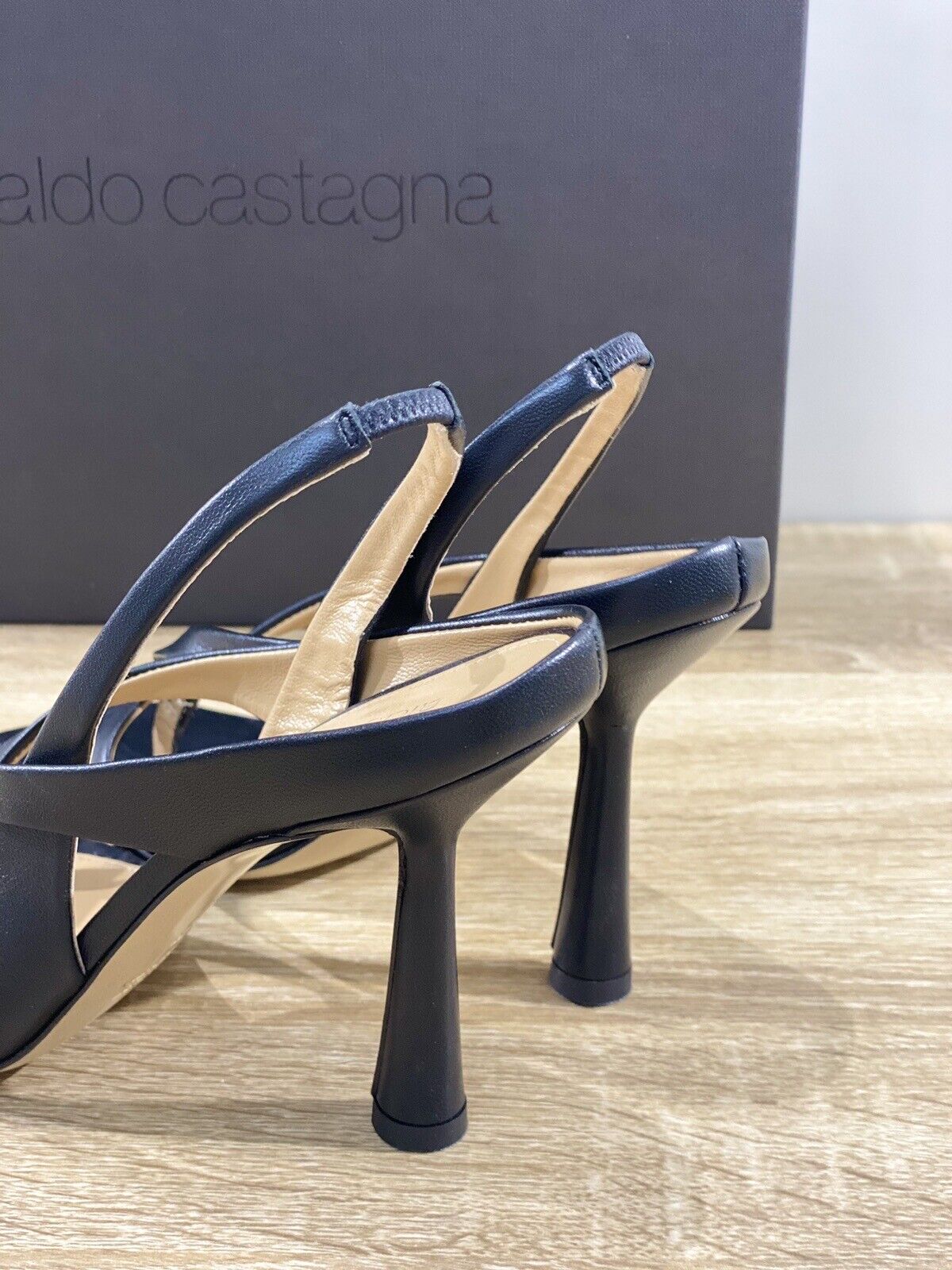Aldo Castagna Sandalo Donna Lea In Pelle Nero Con Tacco Luxury Sandal 38
