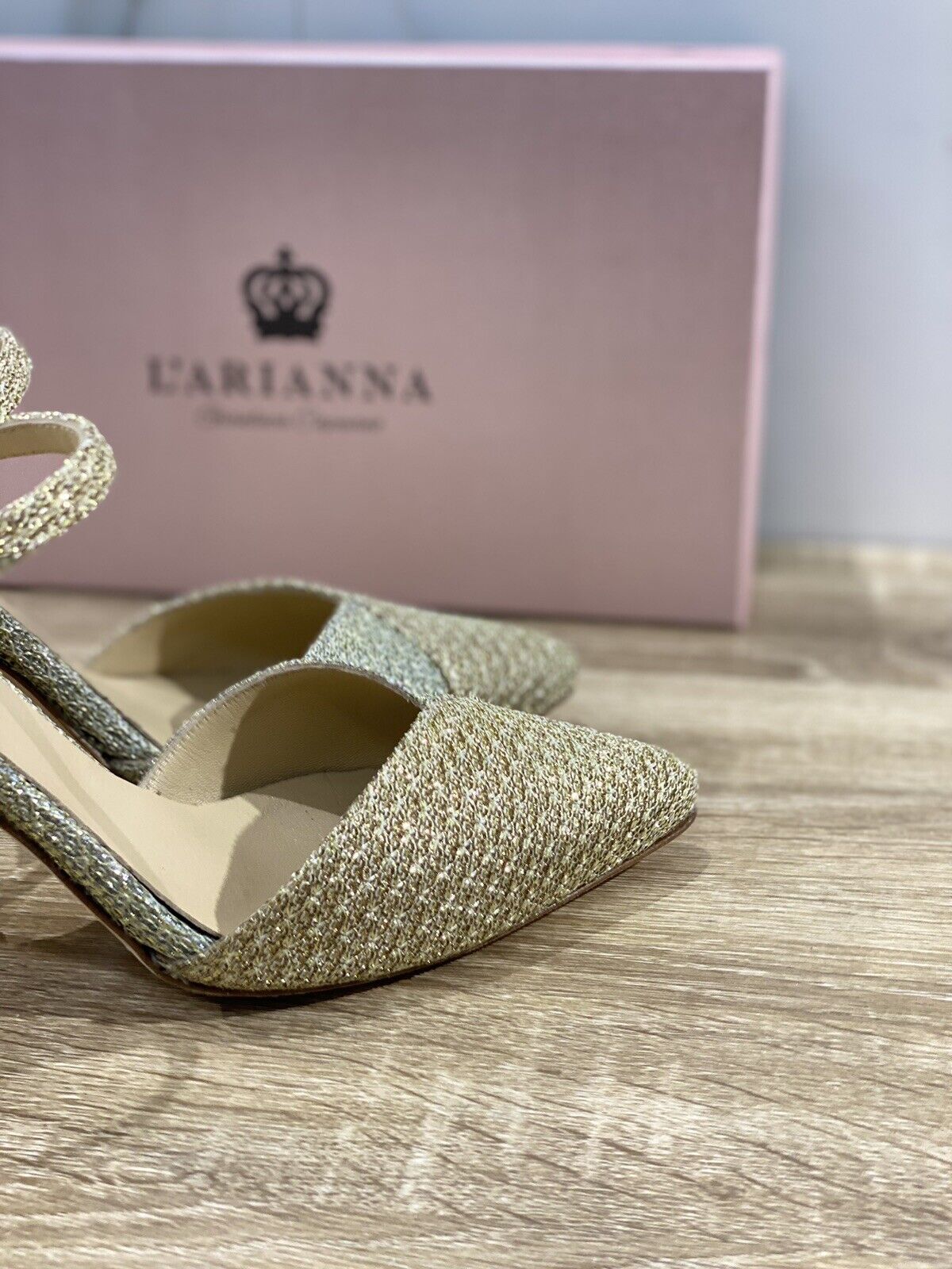 L’ARIANNA Sling Back Donna Luxury Gold Platino Con Tacco 37.5