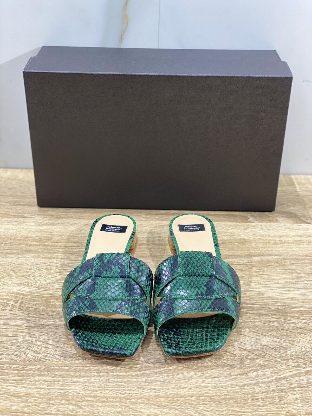 Roberto Botticelli Sandalo Donna Ciabatta Luxury 1 Linea In Pelle Verde   36