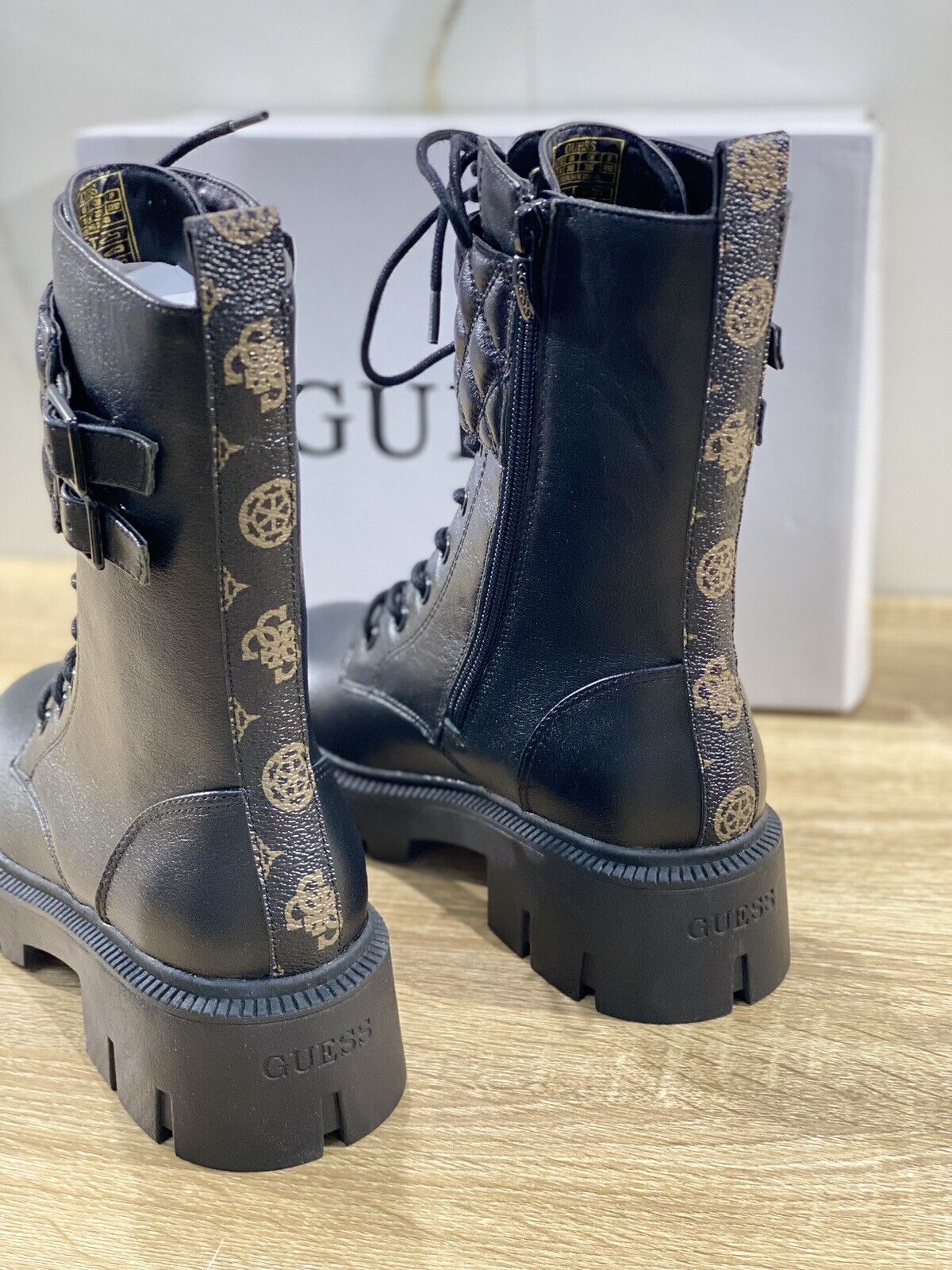 Guess Combat Boot Donna Pelle Nera Casual Boot Guess Donna 36