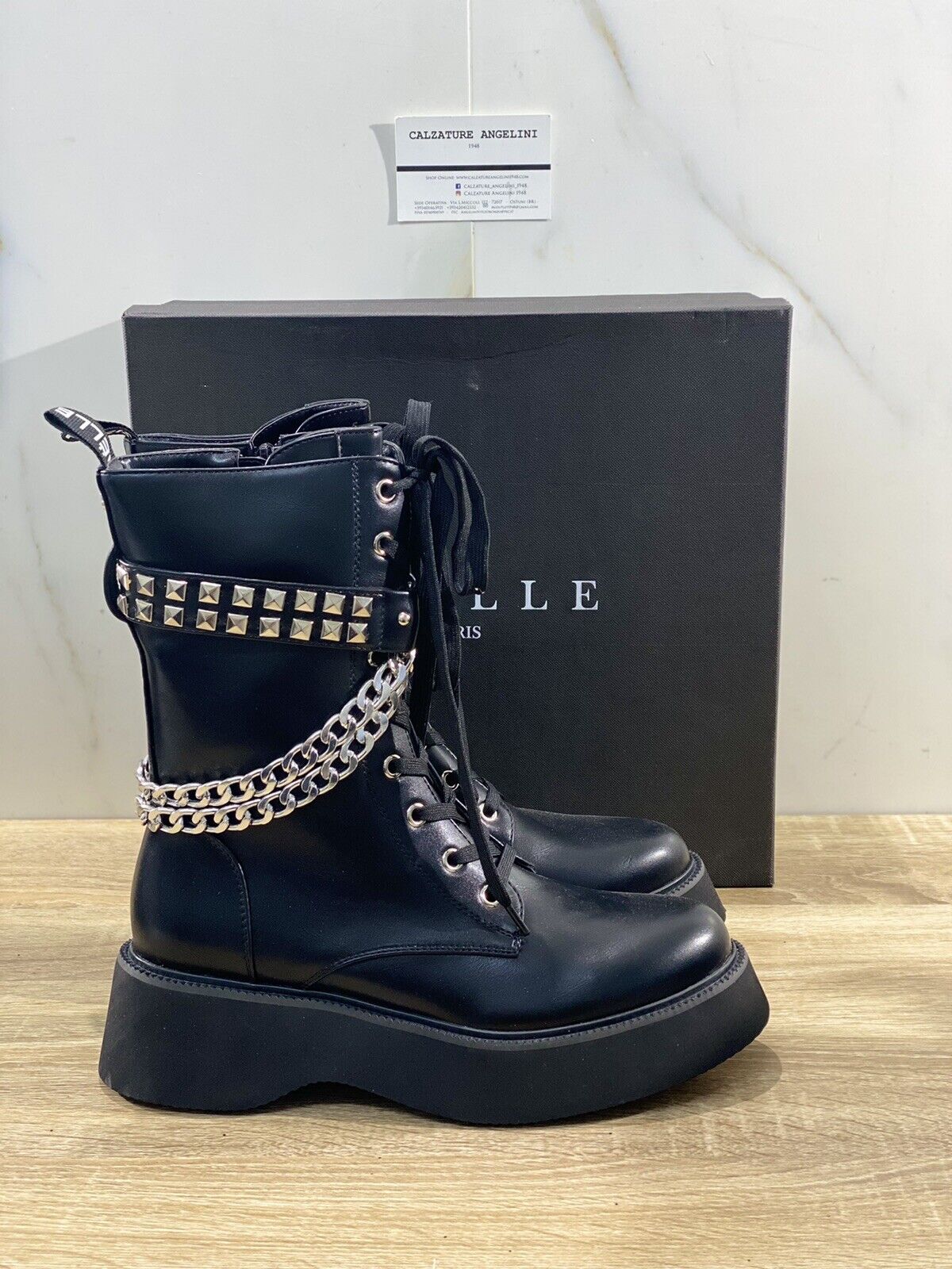 Gaelle Paris Anfibio Donna Combat   Boot Logo Nero Casual Boot Woman 36