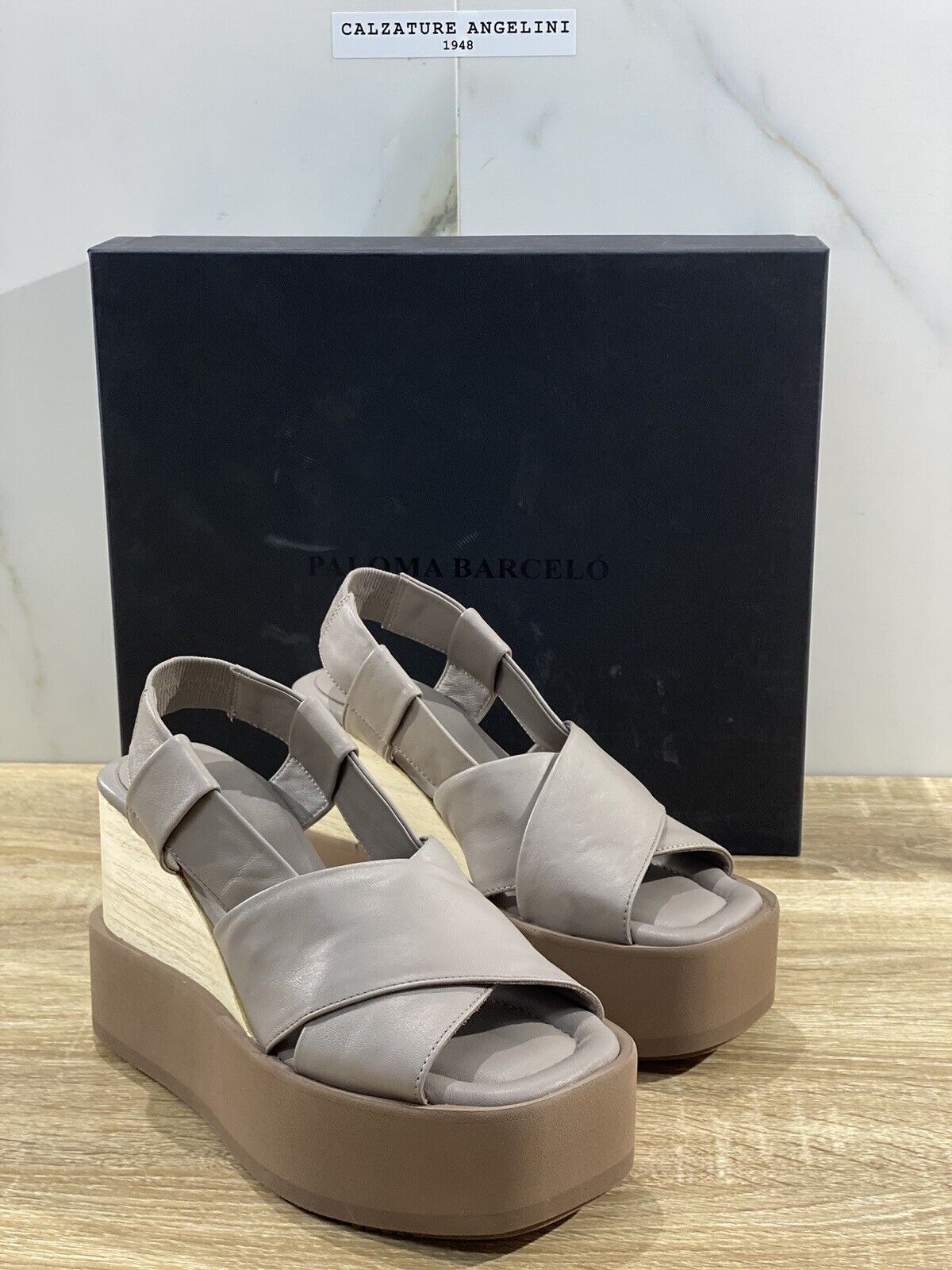 Paloma BARCELO’ Sandalo Donna Mao Pelle Tortora Luxury Shoes 37