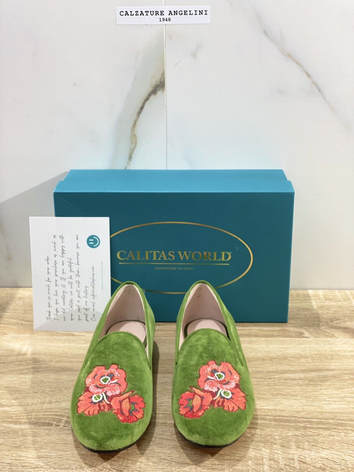 Calitas Mocassino Donna in velvet verde luxury handmade woman shoes 38