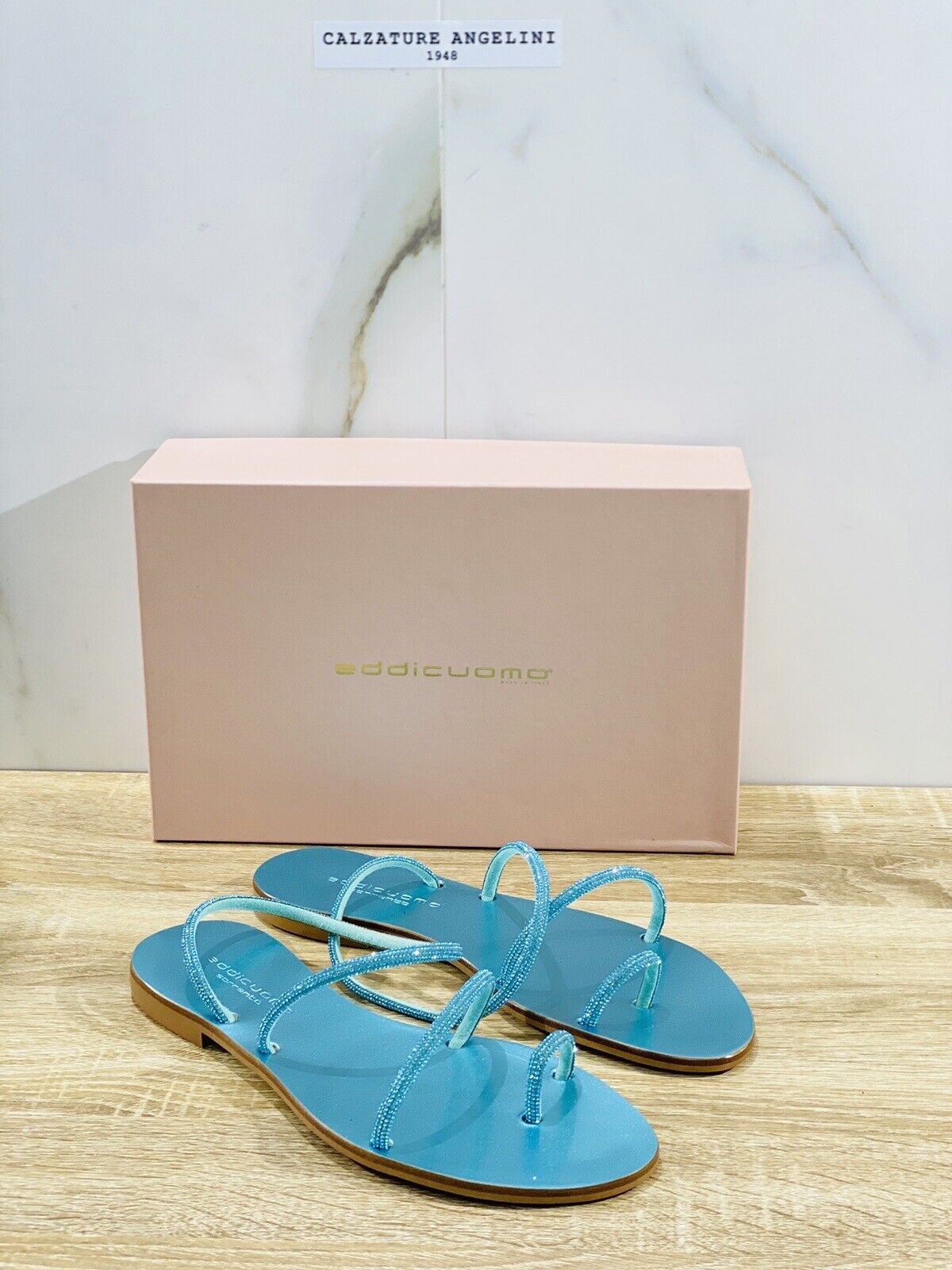 Eddi Cuomo Luxury Sandals Donna Cannes Turchese Fatti A Mano Totally Handmade 38