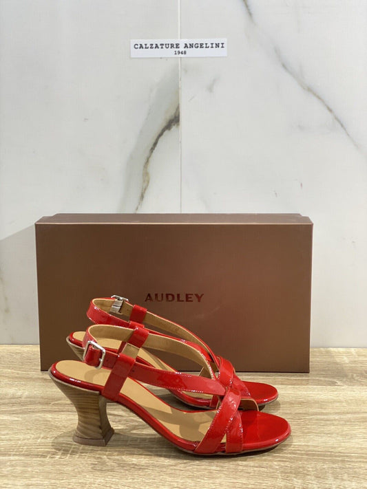Audley London Sandalo Donna In Pelle Rossa Vernice Con Tacco 35