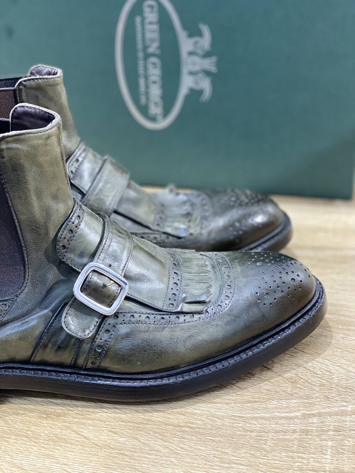 Green George Shanghai boot in pelle verdone washed luxury